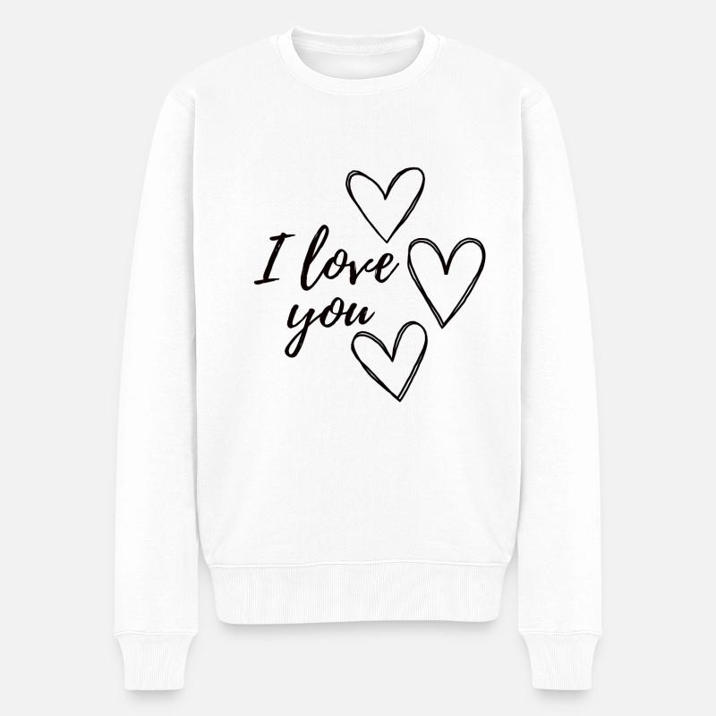 I love you - Männer Premium Bio Pullover - Weiß