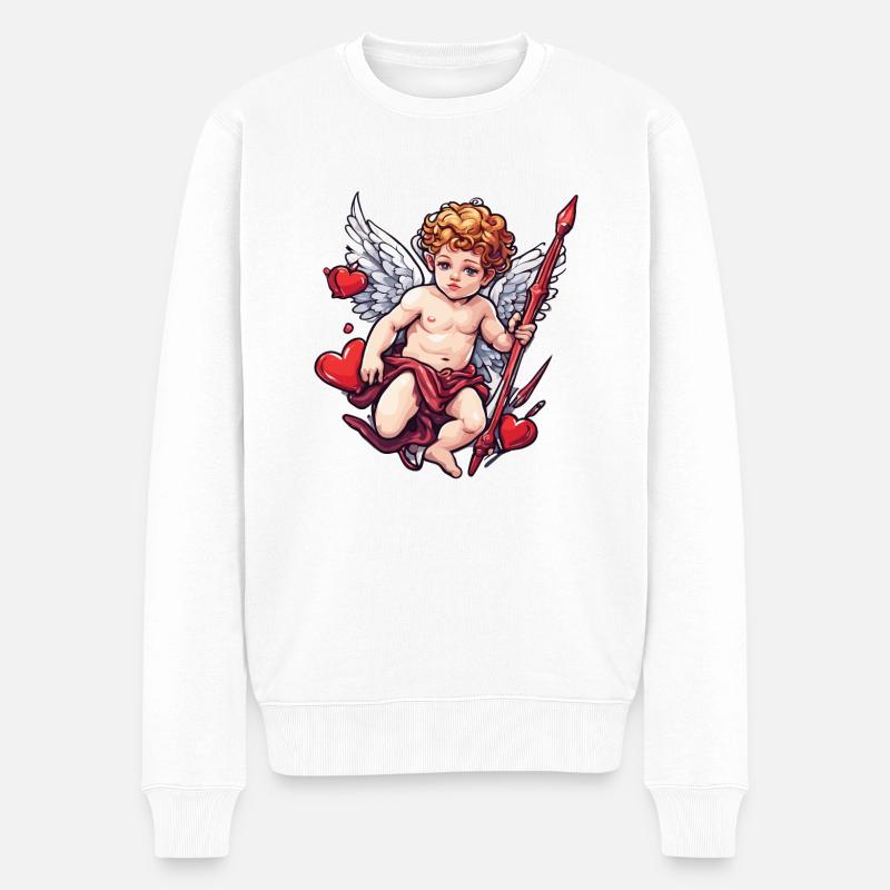 Amor / Liebe / Pfeil / Herz / Valentinstag - Männer Premium Bio Pullover - Weiß