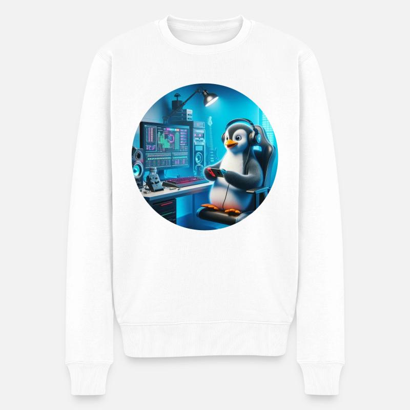 PinguStreamer Logo Rund - Männer Premium Bio Pullover - Weiß