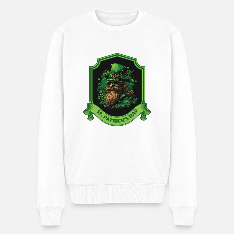 Barbe hipster de la Saint-Patrick - Pull Premium bio Homme - blanc