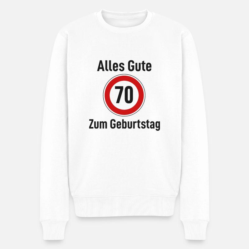 Alles Gute zum Geburtstag Straßenschild "70" - Männer Premium Bio Pullover - Weiß