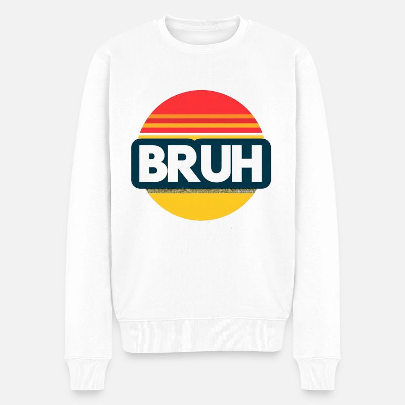 Bruh Coucher de soleil - Pull Premium bio Homme - blanc
