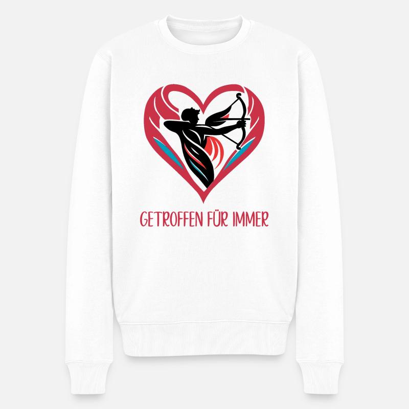 Valentinstag - Spruch Getroffen für immer - Männer Premium Bio Pullover - Weiß