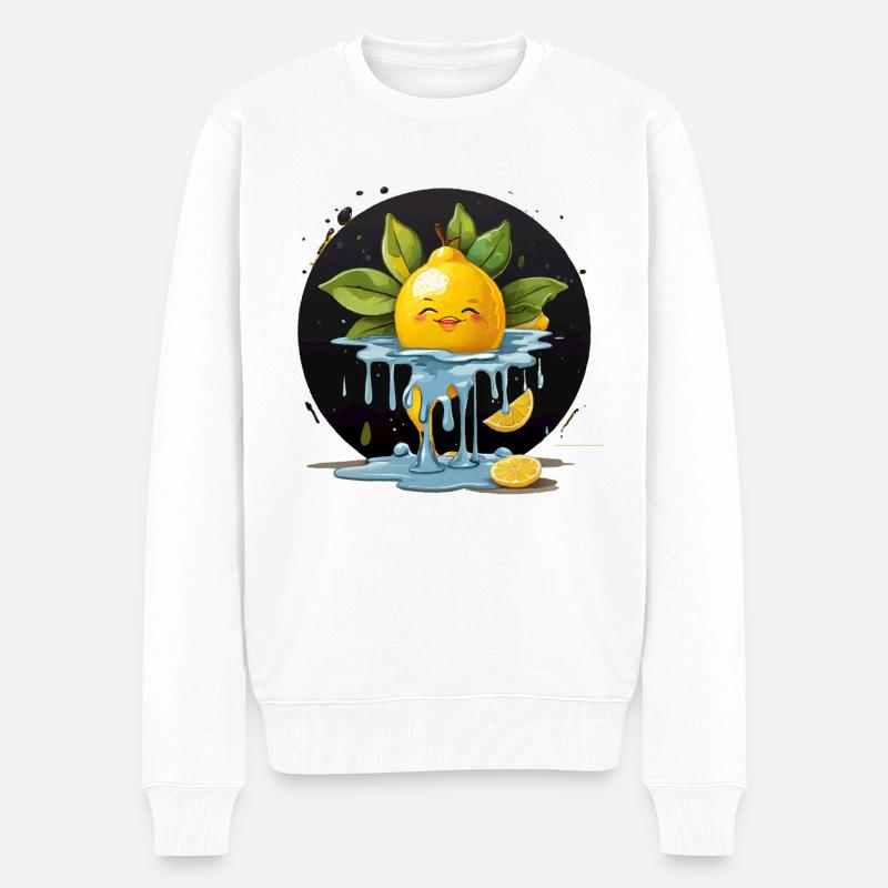 Zitrone - Männer Premium Bio Pullover - Weiß