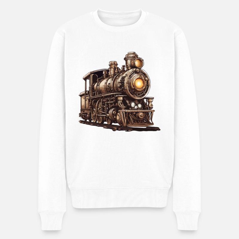 Zug / Lokomotive / Dampflok / Eisenbahn / Lock - Männer Premium Bio Pullover - Weiß