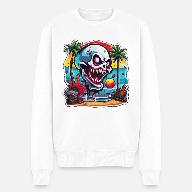 Vampir / Dracula / Blutsauger / Halloween / Mythos - Männer Premium Bio Pullover - Weiß
