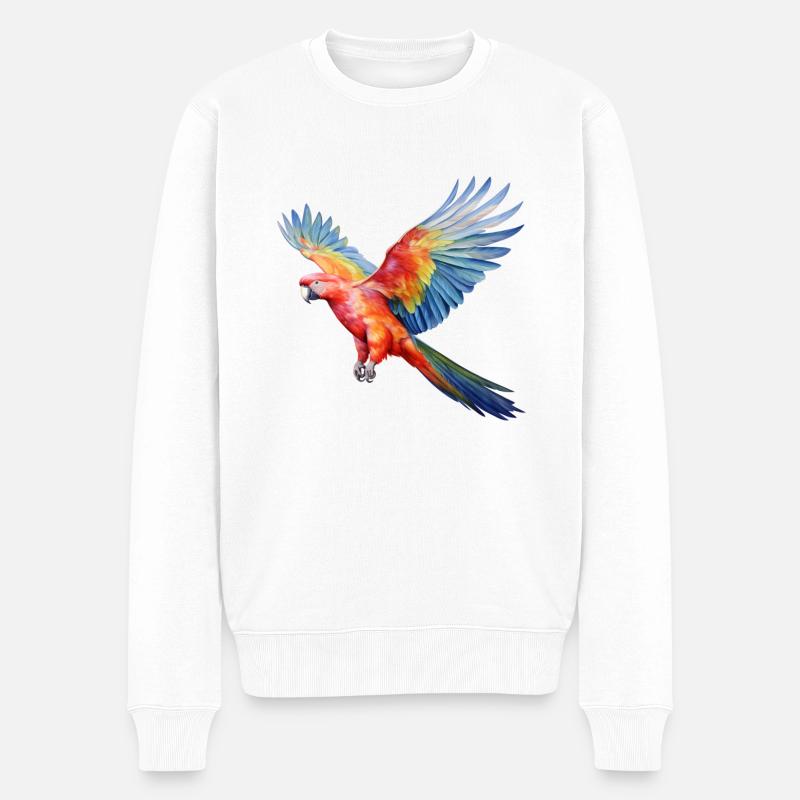 Fliegender Papagei - Männer Premium Bio Pullover - Weiß