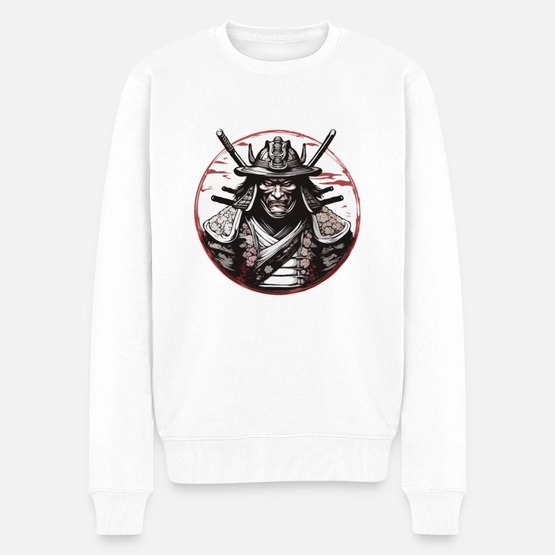 Samurai / Japanisch / Harakiri / Katana / Mann - Männer Premium Bio Pullover - Weiß