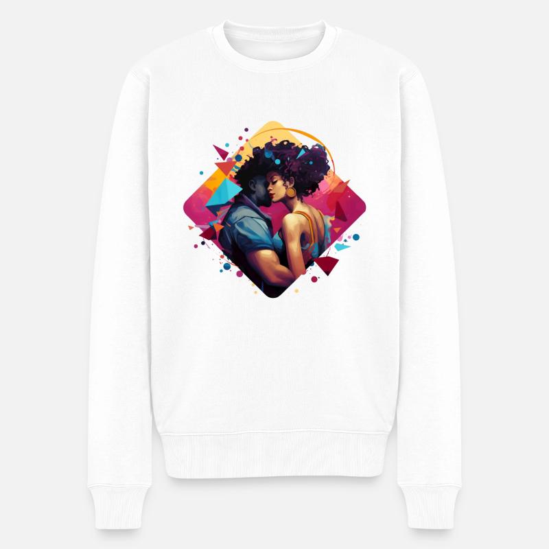 Afro-Kunst - Männer Premium Bio Pullover - Weiß