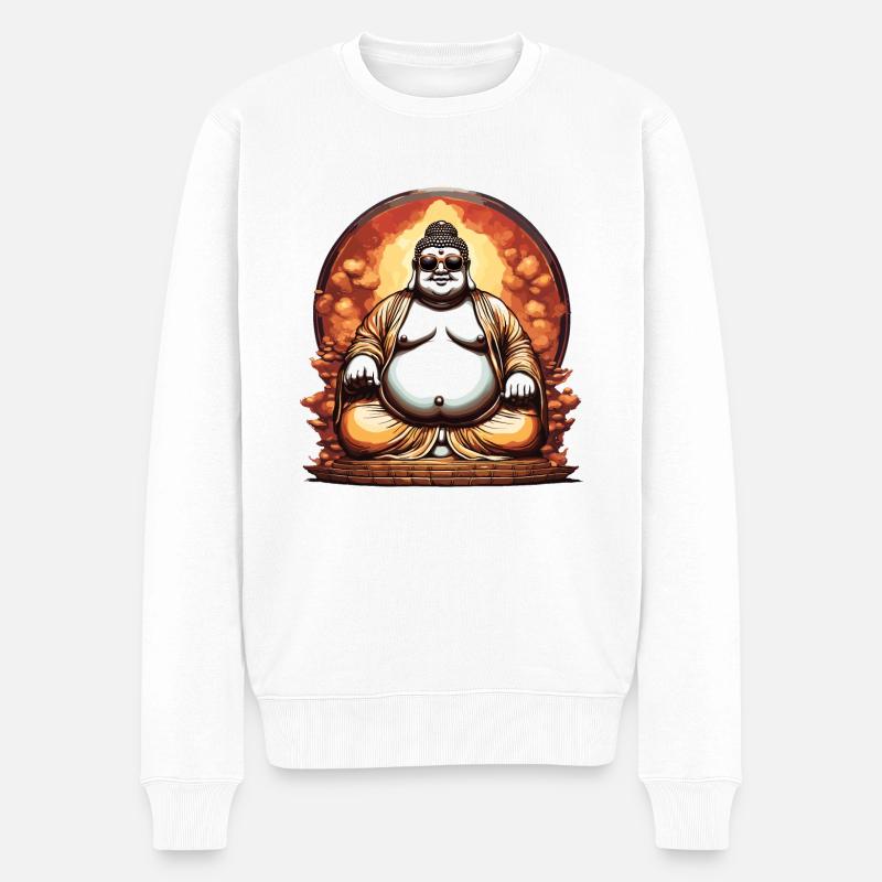 Buddha / Buddhismus / Glaube / Religion / Mantra - Männer Premium Bio Pullover - Weiß