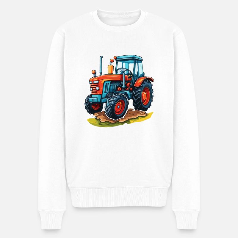 Traktor / Landwirtschaft / Bauer / Feldarbeit - Männer Premium Bio Pullover - Weiß