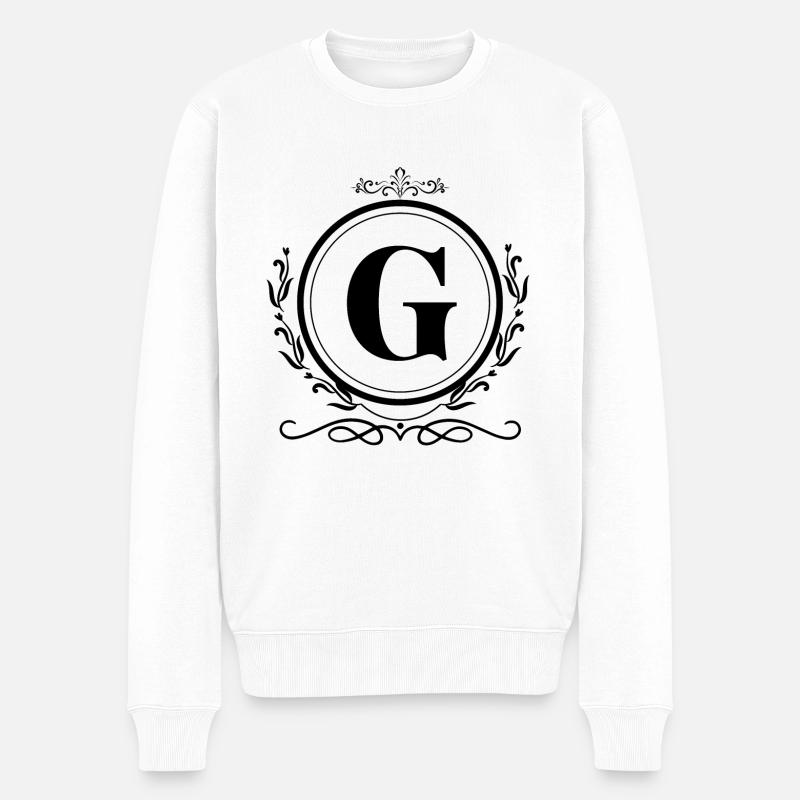 Buchstaben-G-Dekoration - Männer Premium Bio Pullover - Weiß