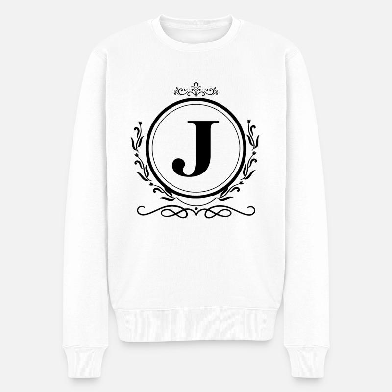 Buchstabe J Dekoration - Männer Premium Bio Pullover - Weiß