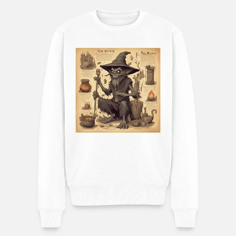 Hexenhandbuch / Zauberbuch / Halloween / Herbst - Männer Premium Bio Pullover - Weiß