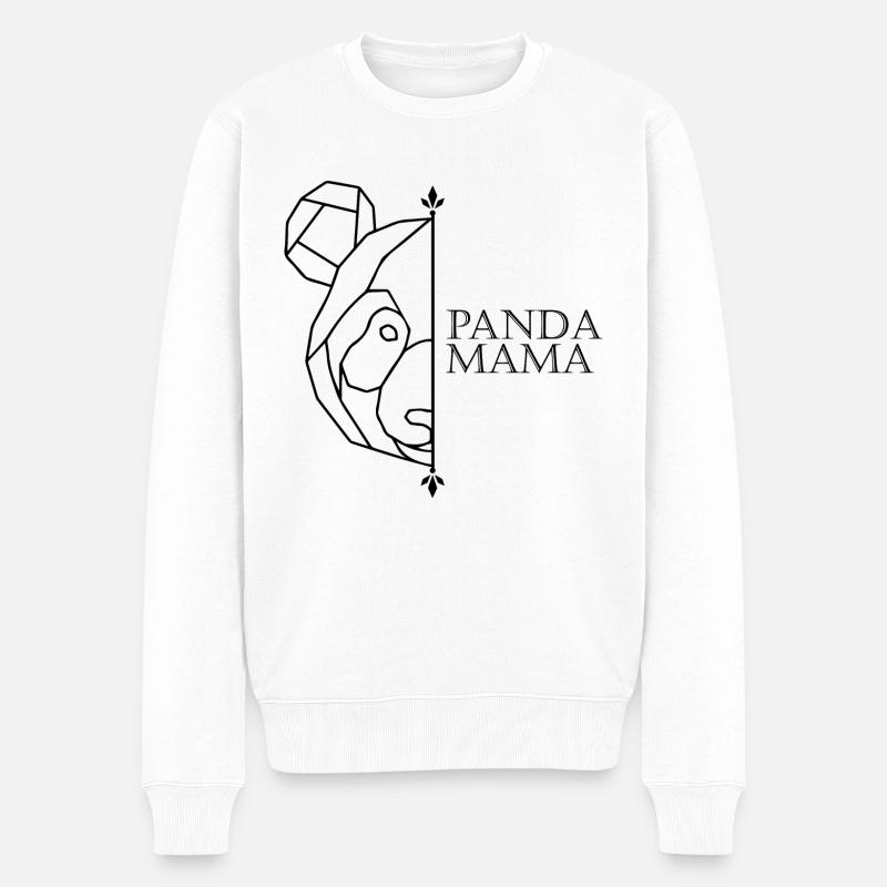 Panda Mama Polygon Panda - Männer Premium Bio Pullover - Weiß