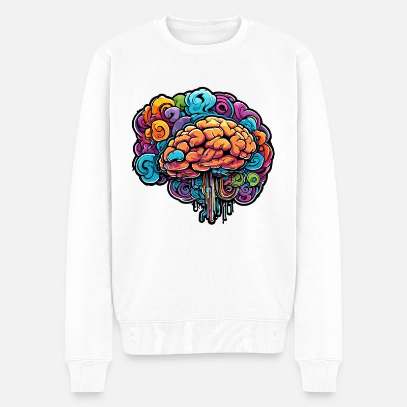 Cerveau / Connaissance / Intelligence / Intelligent / Penser - Pull Premium bio Homme - blanc