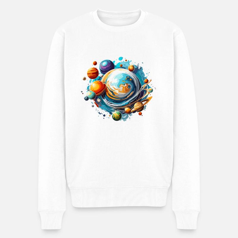 Planètes / Système solaire / Espace / Galaxie - Pull Premium bio Homme - blanc