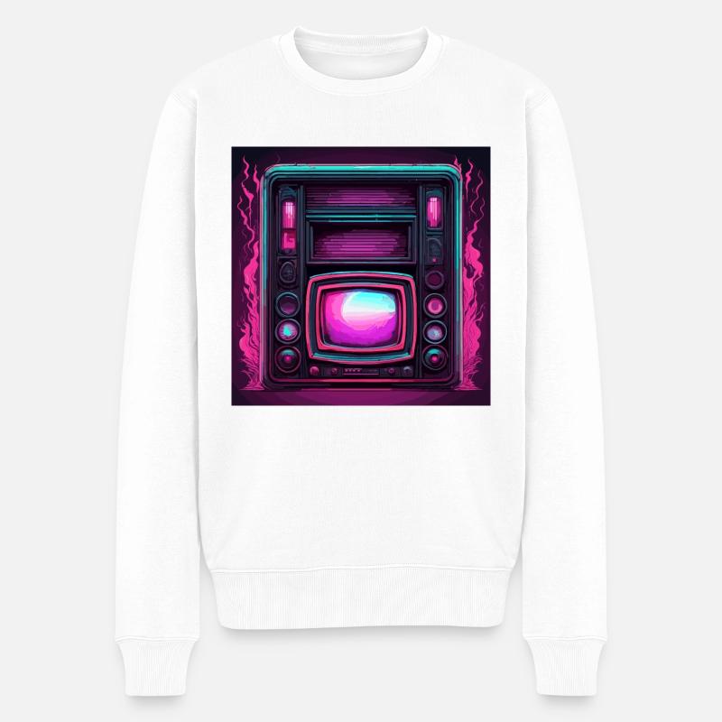 TV / Fernseher / Analog / Röhrenfernseher / Retro - Männer Premium Bio Pullover - Weiß