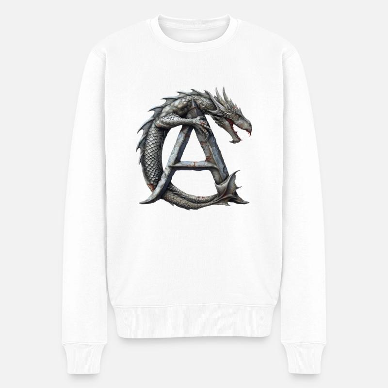 Buchstabe "A" im Drachendesign. - Männer Premium Bio Pullover - Weiß