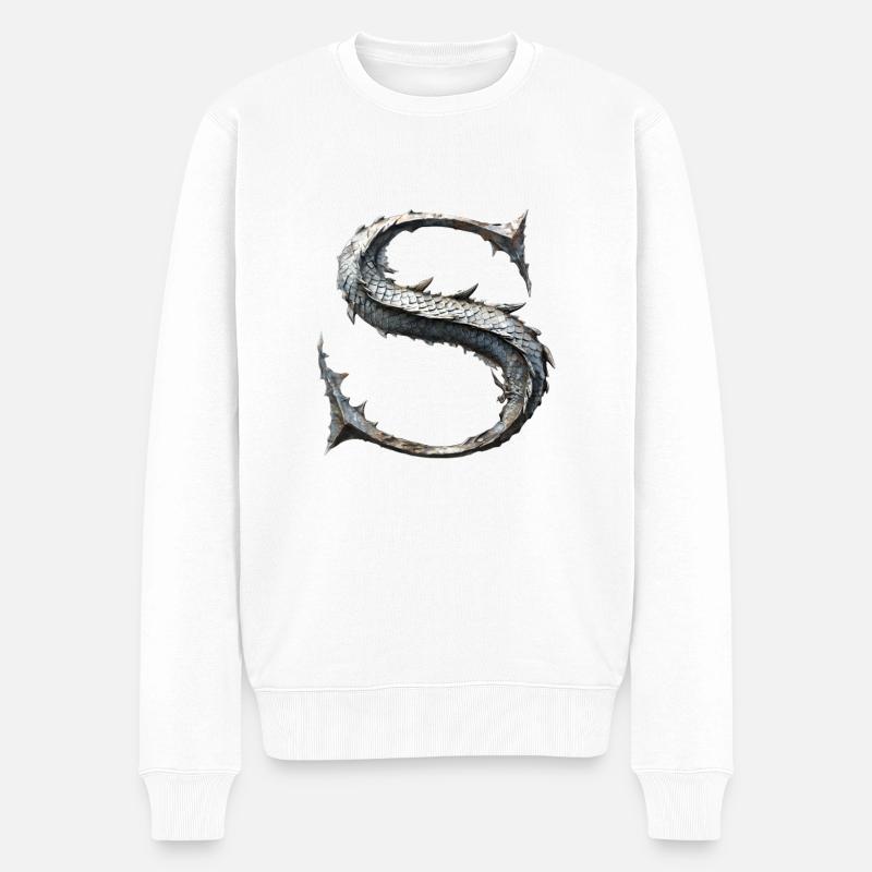 Buchstabe "S" im Drachendesign. - Männer Premium Bio Pullover - Weiß