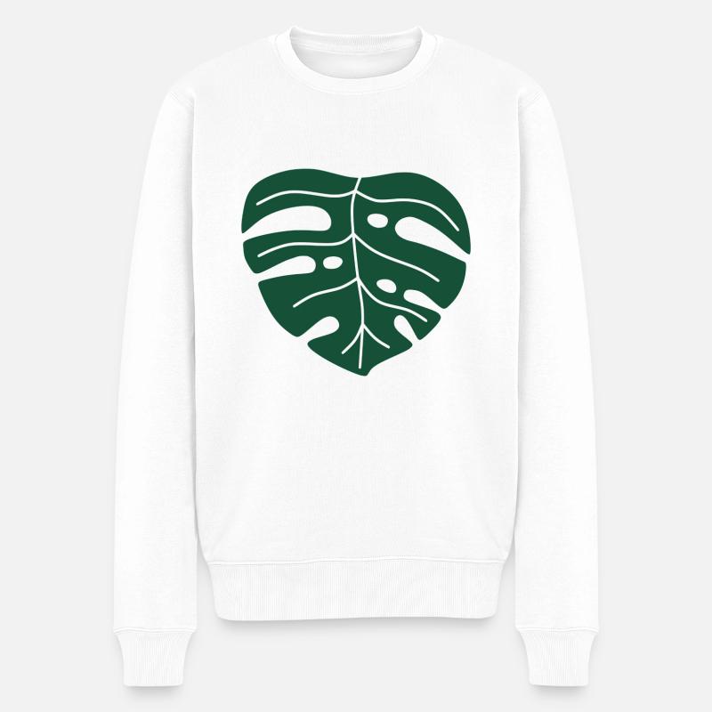 Feuille de monstera - Pull Premium bio Homme - blanc