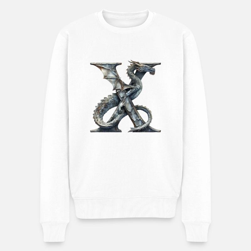 Buchstabe "X" im Drachendesign. - Männer Premium Bio Pullover - Weiß