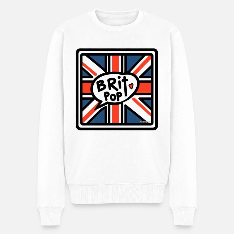 Brit Pop - Union Jack - Pull Premium bio Homme - blanc