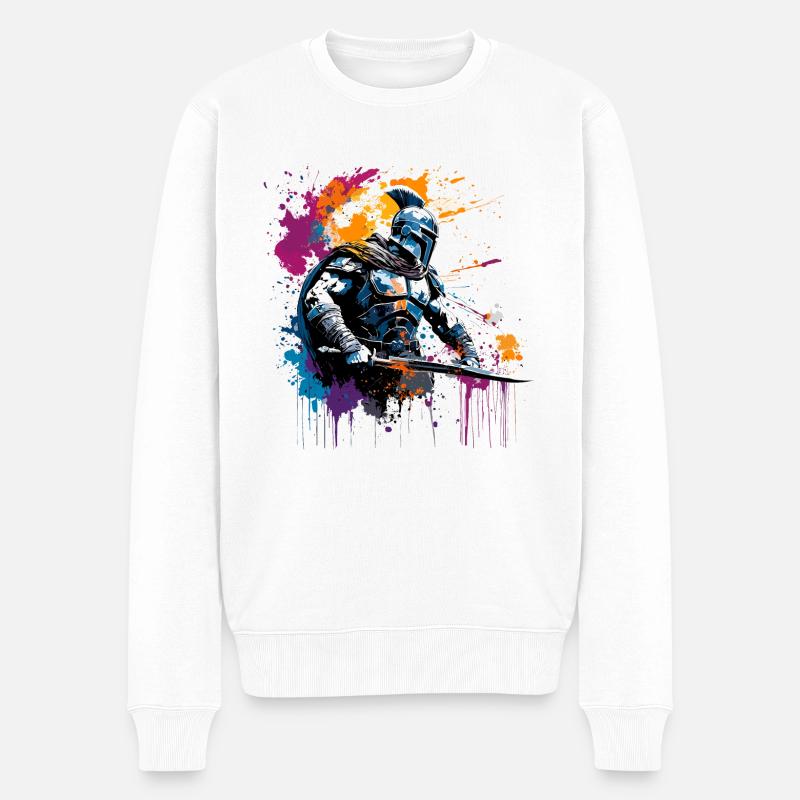 Spartiate / Guerrier / Combattant / Ancien / Sparte - Pull Premium bio Homme - blanc