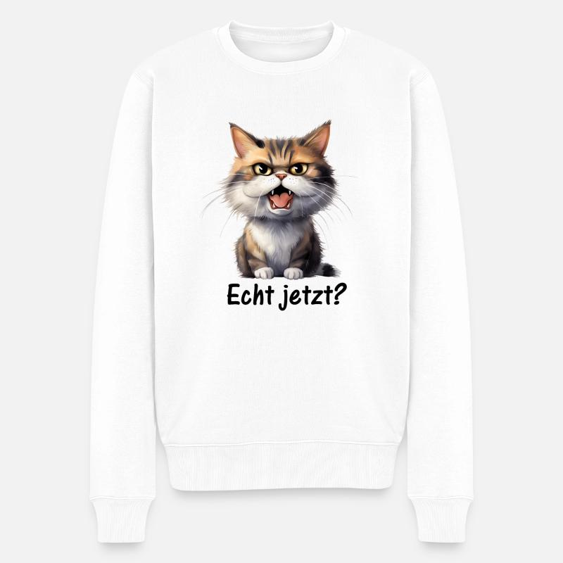 Echt jetzt? ♥ EmotiCatz - Männer Premium Bio Pullover - Weiß