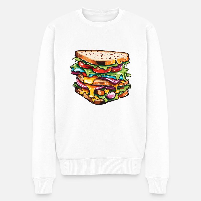Sandwich / Sandwich / Nourriture / Épicerie - Pull Premium bio Homme - blanc