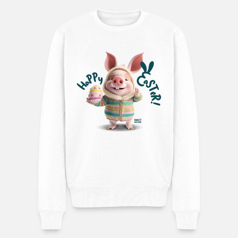 Schweinchen Ostern - Männer Premium Bio Pullover - Weiß