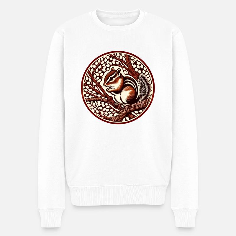 Niedliches Streifenhörnchen - Männer Premium Bio Pullover - Weiß