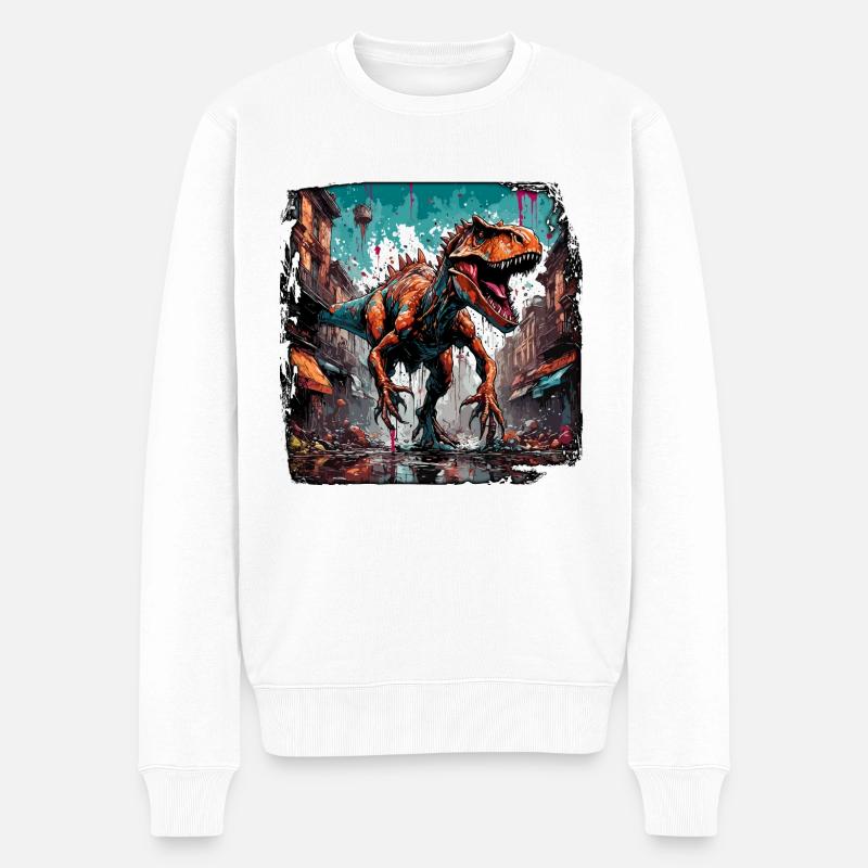 Dinosaurier / Tier / Urzeit / Reptil / Jungs - Männer Premium Bio Pullover - Weiß
