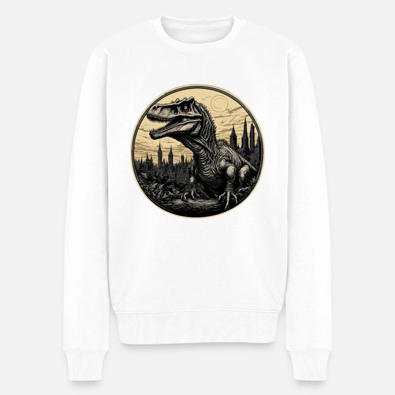 Dinosaurier / Tier / Urzeit / Reptil / Jungs - Männer Premium Bio Pullover - Weiß
