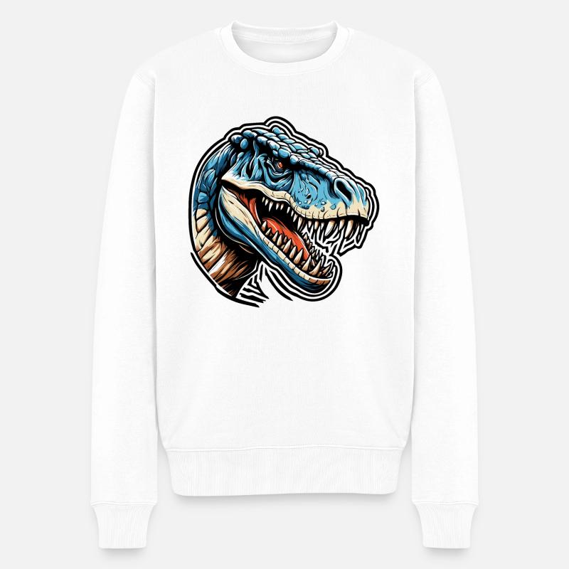 Dinosaurier / Tier / Urzeit / Reptil / Jungs - Männer Premium Bio Pullover - Weiß