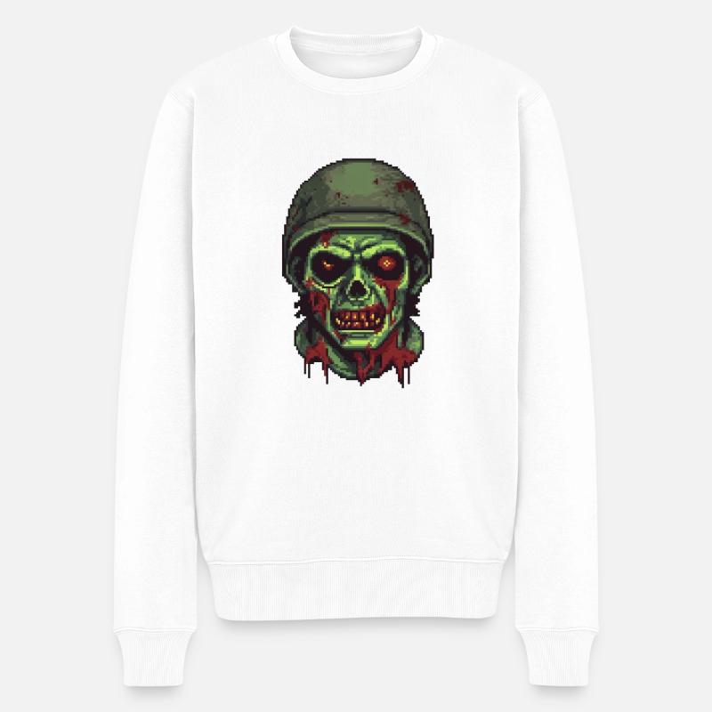 Zombie Soldier Pixel - Pull Premium bio Homme - blanc