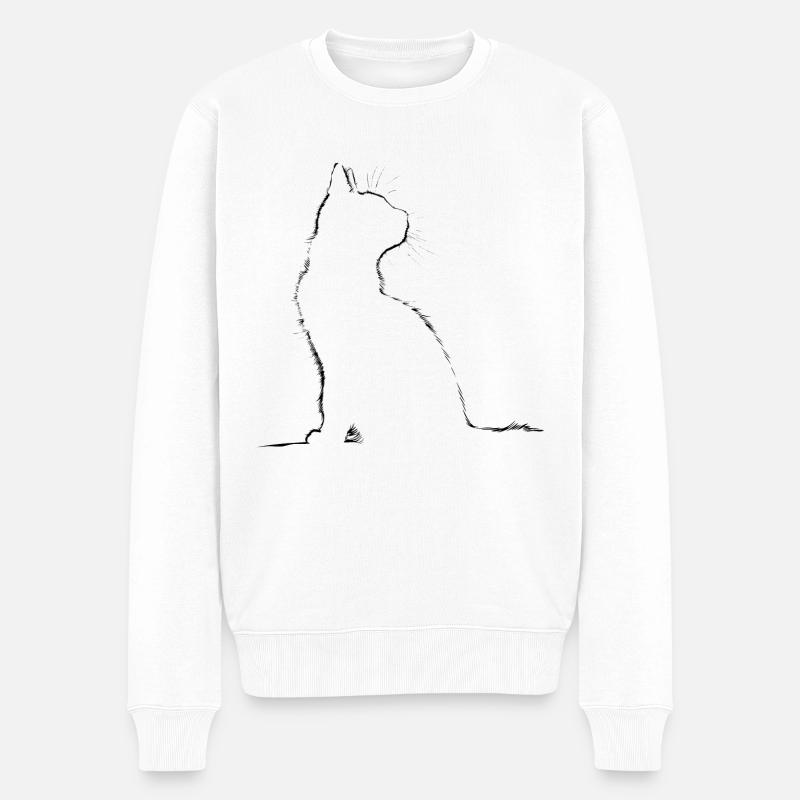 Katze, katzenmotiv - Männer Premium Bio Pullover - Weiß