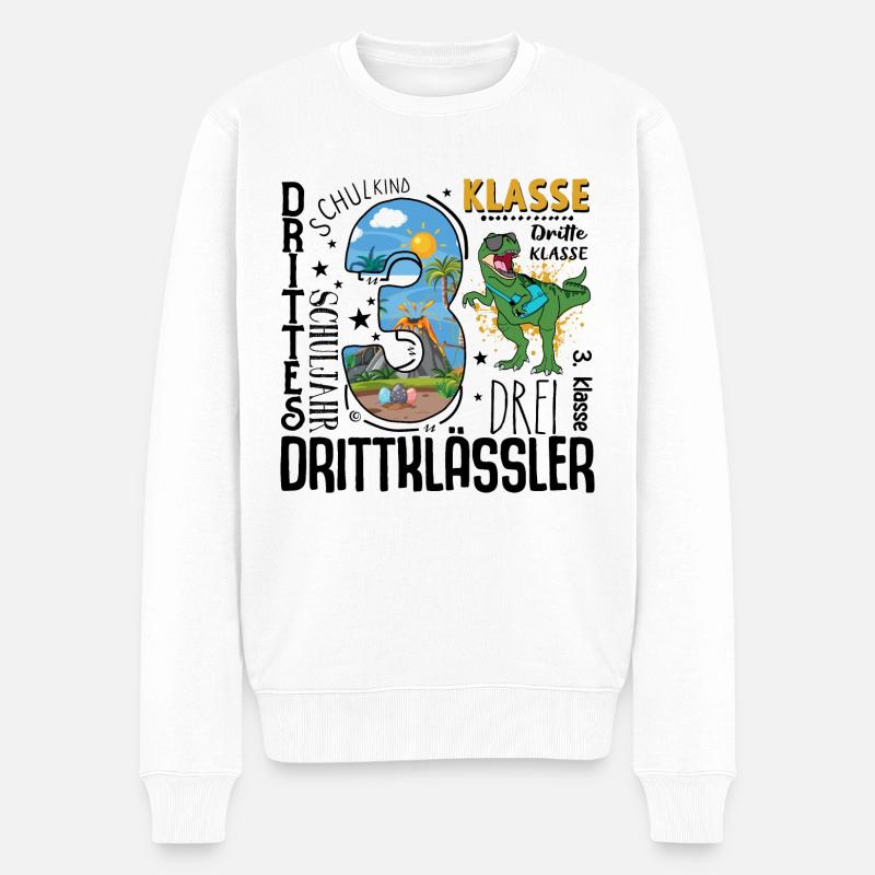 3rd class Dino T-Rex - Men's Premium Organic Jumper - white