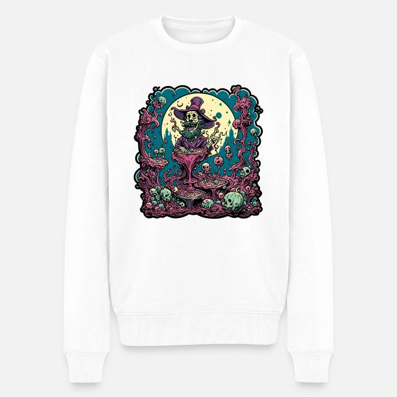 Psychédélique / Hallucination / Magie / Magicien - Pull Premium bio Homme - blanc