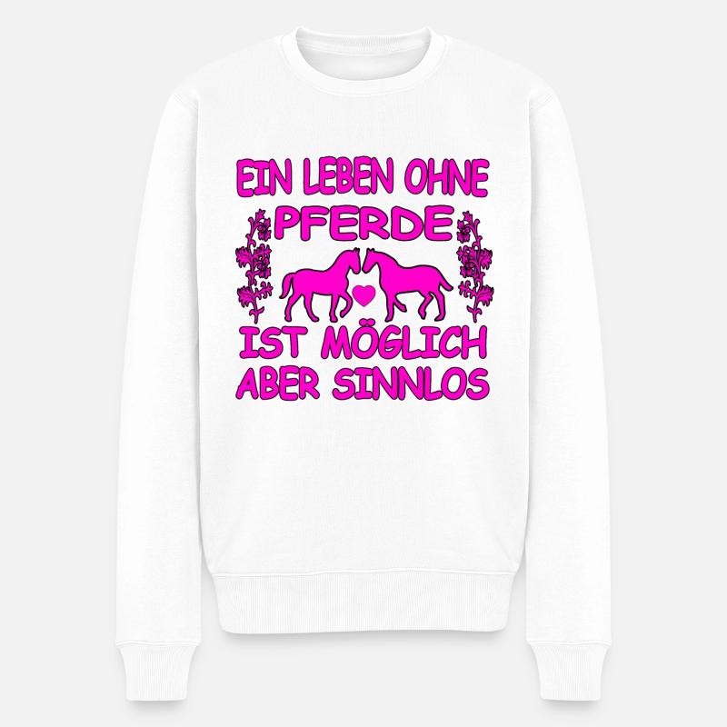 Pferde - Männer Premium Bio Pullover - Weiß