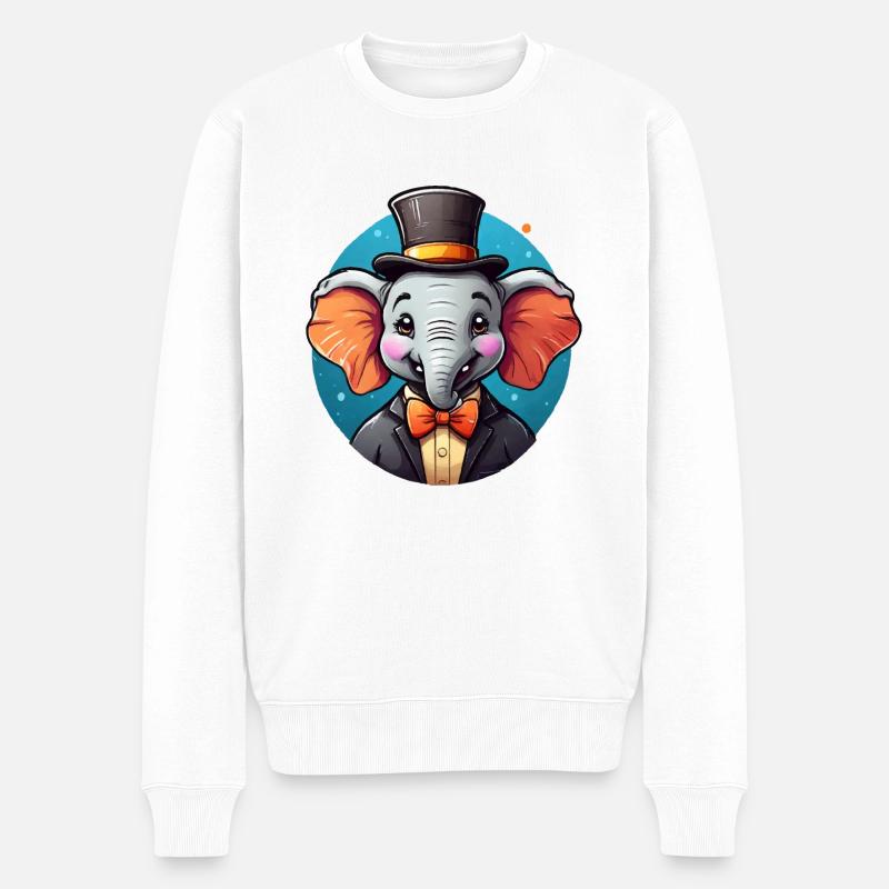 Éléphant comique drôle - Pull Premium bio Homme - blanc