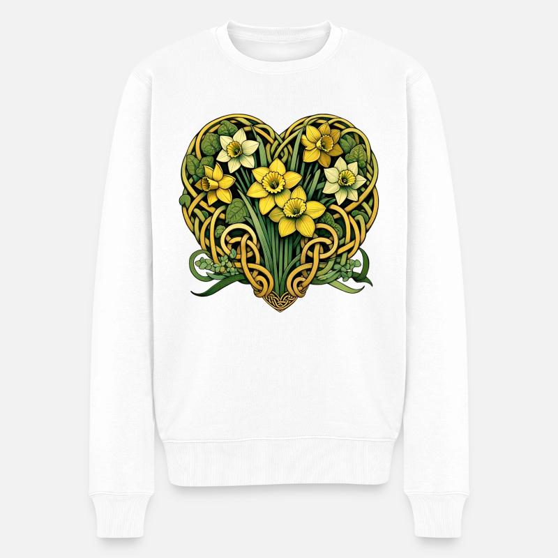 Jonquilles de printemps - Pull Premium bio Homme - blanc