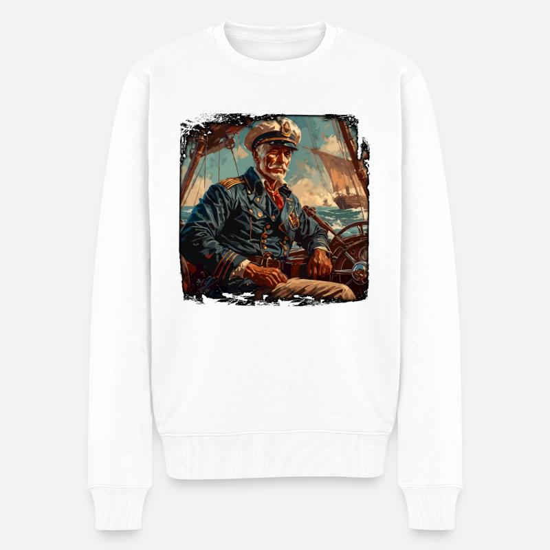 Matrose / Schiffsbesatzung / Decksmann / Anker - Männer Premium Bio Pullover - Weiß