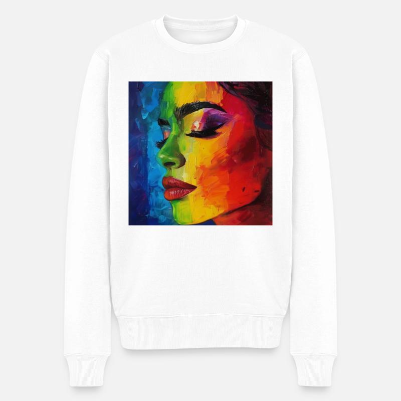 Regenbogen - Männer Premium Bio Pullover - Weiß