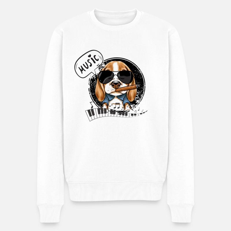 Beagle Musik - Männer Premium Bio Pullover - Weiß