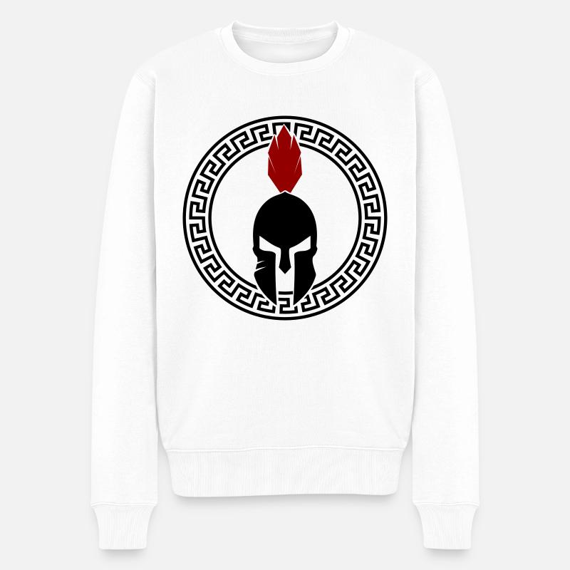 sparta helm wappen - Männer Premium Bio Pullover - Weiß