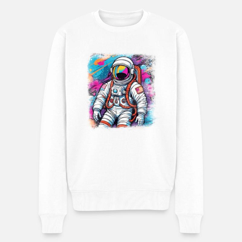 Astronaut - Männer Premium Bio Pullover - Weiß