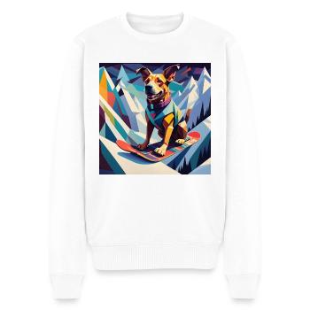 Dog on a snowboard - Men's Premium Organic Jumper - white - Front - Thijin (182cm)