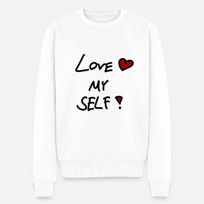 LOVE MY SELF - Männer Premium Bio Pullover - Weiß