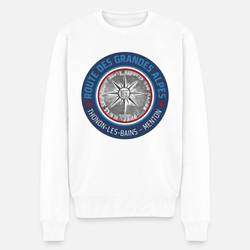Route des Grandes Alpes | Rosette SW - Männer Premium Bio Pullover - Weiß